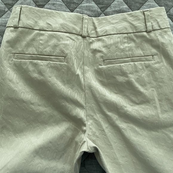Banana Republic Hampton Fit Ivory Patterned Cropped/Ankle Pant, Size 0P - Picture 2 of 5